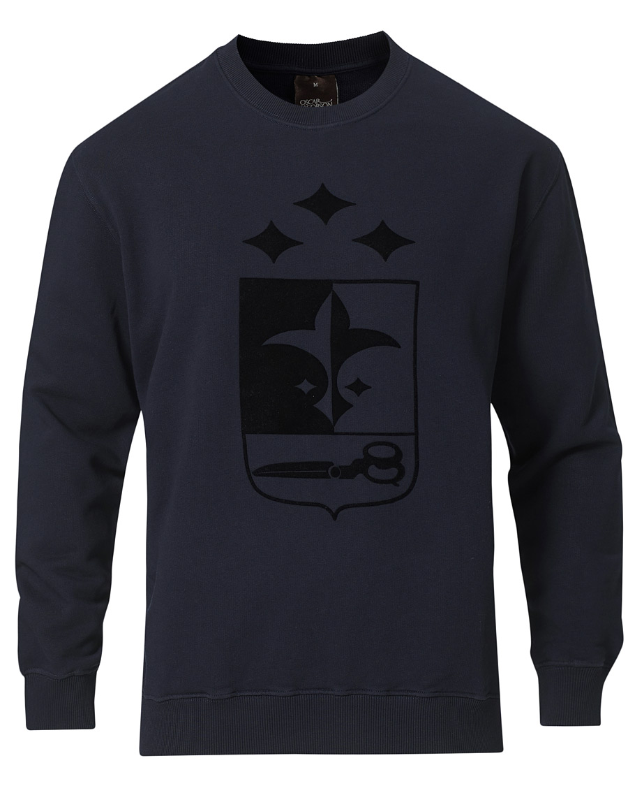 Heren | Truien | Oscar Jacobson | Large Shield Cotton Sweatshirt Blue
