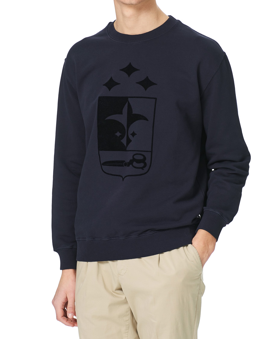 Heren | Truien | Oscar Jacobson | Large Shield Cotton Sweatshirt Blue