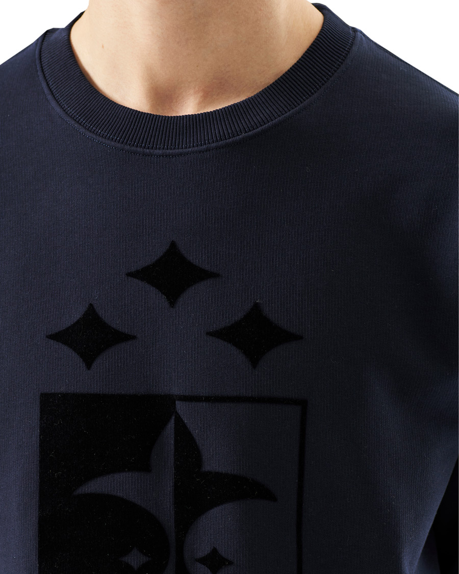 Heren | Truien | Oscar Jacobson | Large Shield Cotton Sweatshirt Blue