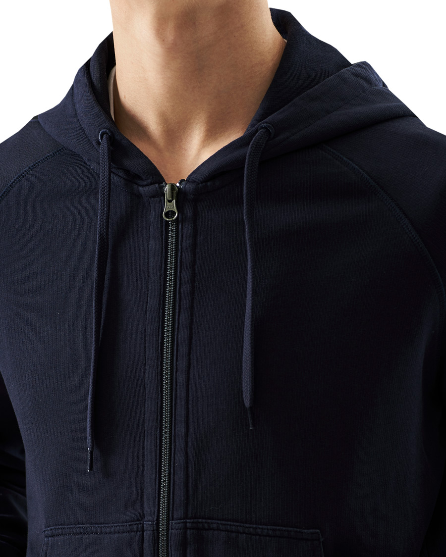 Heren | Truien | Oscar Jacobson | Olof Full Zip Cotton Hood Navy