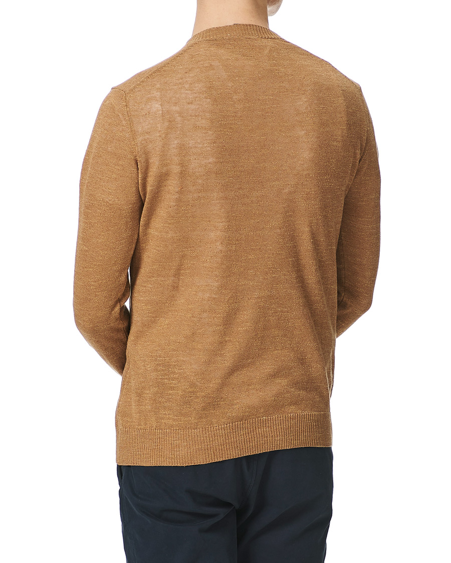 Heren | Truien | Oscar Jacobson | Lionel Linen/Cotton V-Neck Brown