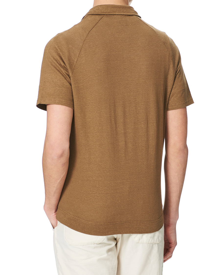 Heren | Polo's | Oscar Jacobson | Albin Short Sleeve Linen Polo Brown