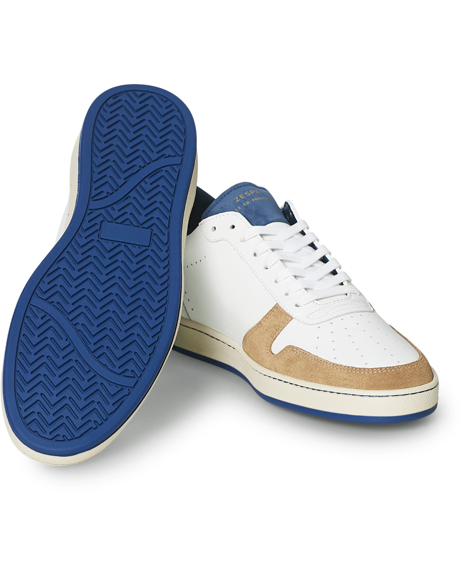 Heren | Zespà ZSP23 Nappa/Suede Sneakers Bleu Ming/Savane | Zespà | ZSP23 Nappa/Suede Sneakers Bleu Ming/Savane