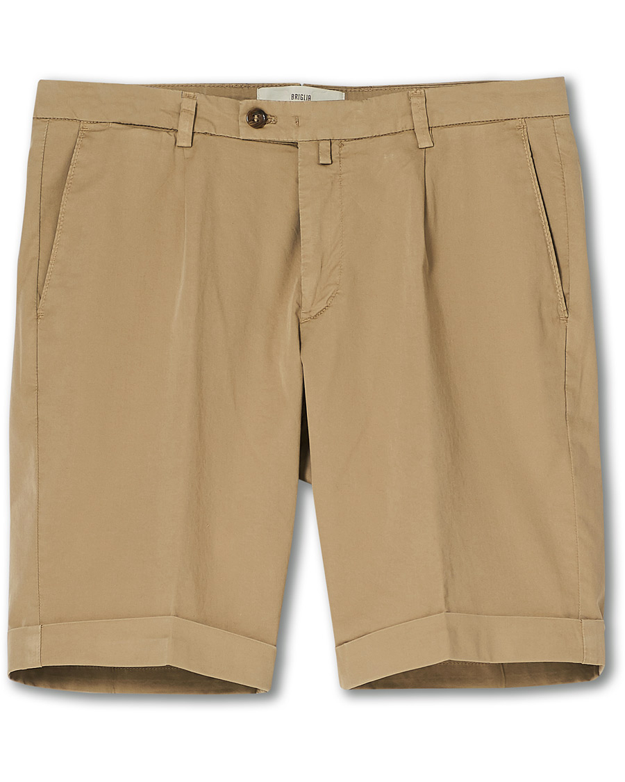 Heren | Korte broek | Briglia 1949 | Pleated Cotton Shorts Beige