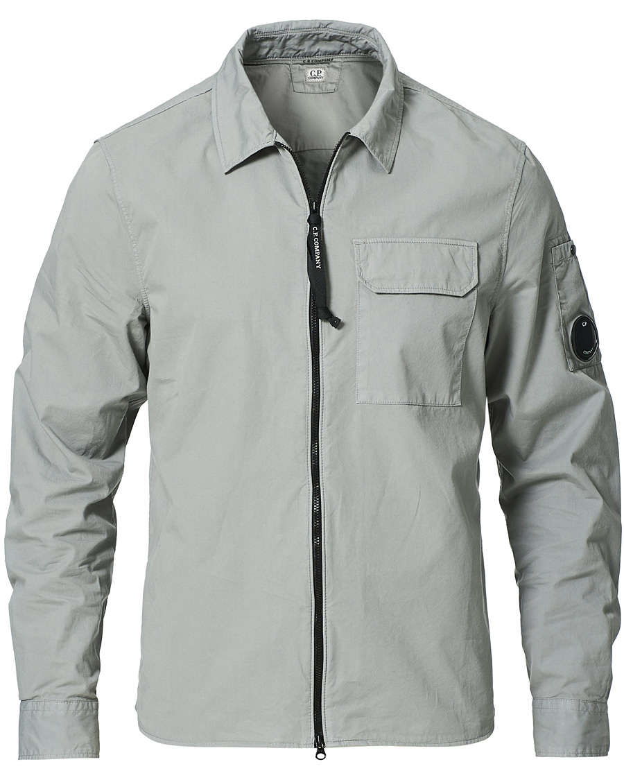 Heren | Overhemden | C.P. Company | Garment Dyed Gabardine Zip Shirt Jacket Light Grey