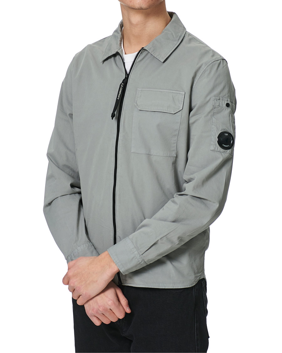 Heren | Overhemden | C.P. Company | Garment Dyed Gabardine Zip Shirt Jacket Light Grey