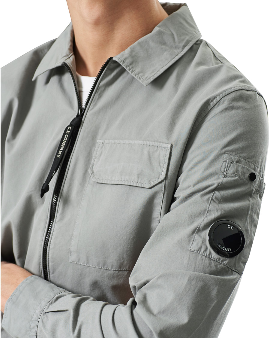Heren | Overhemden | C.P. Company | Garment Dyed Gabardine Zip Shirt Jacket Light Grey