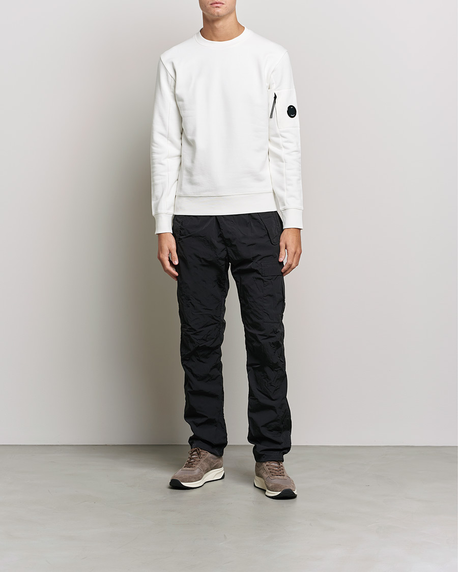 Heren | Truien | C.P. Company | Diagonal Raised Fleece Lens Sweatshirt White
