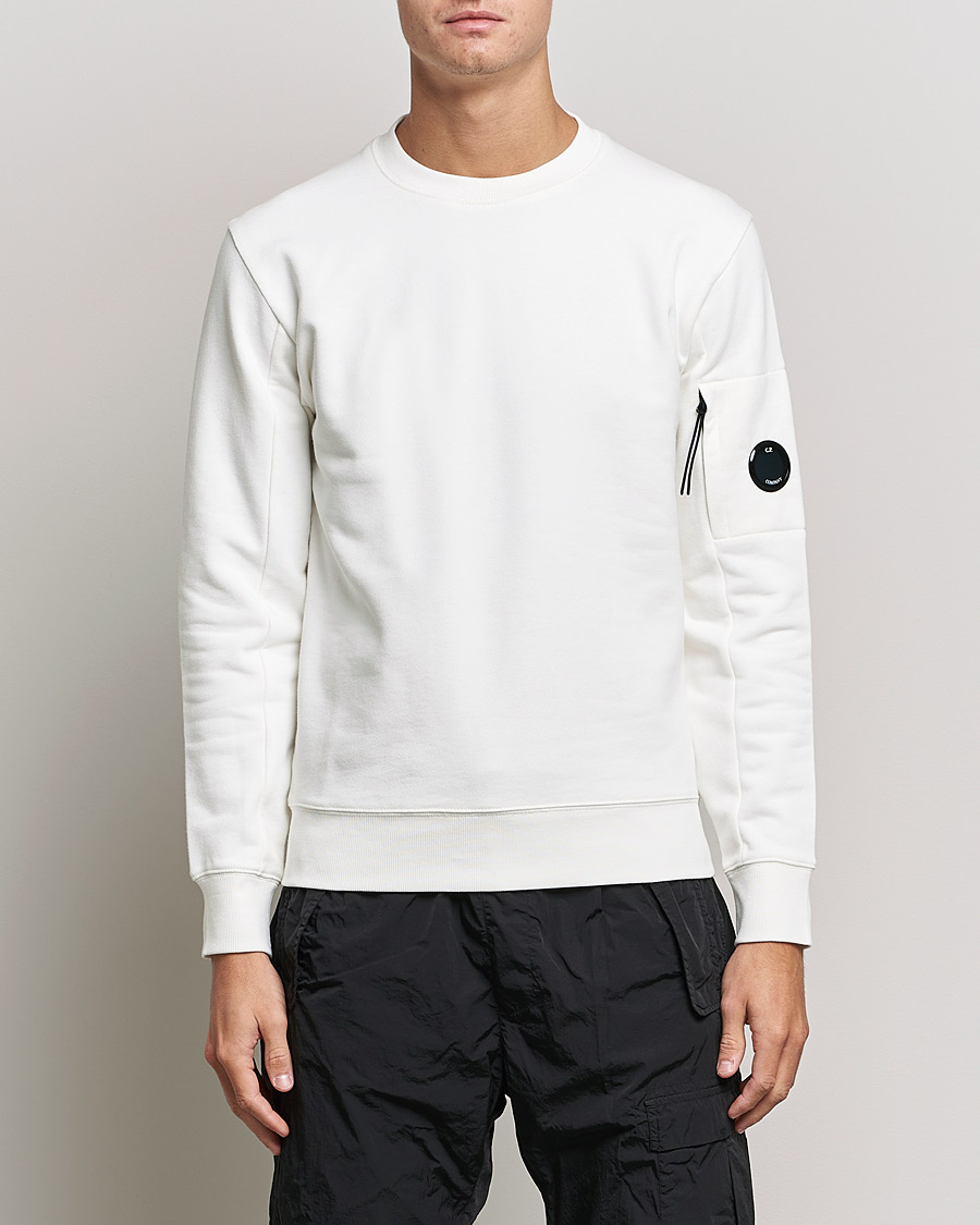 Heren | Truien | C.P. Company | Diagonal Raised Fleece Lens Sweatshirt White