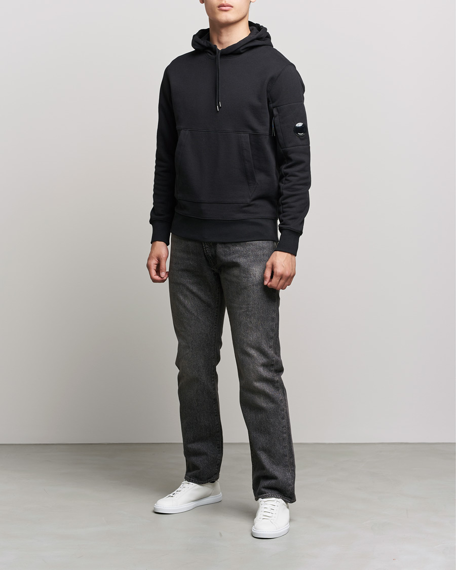 Heren | Truien | C.P. Company | Diagonal Raised Fleece Hooded Lens Sweatshirt Black