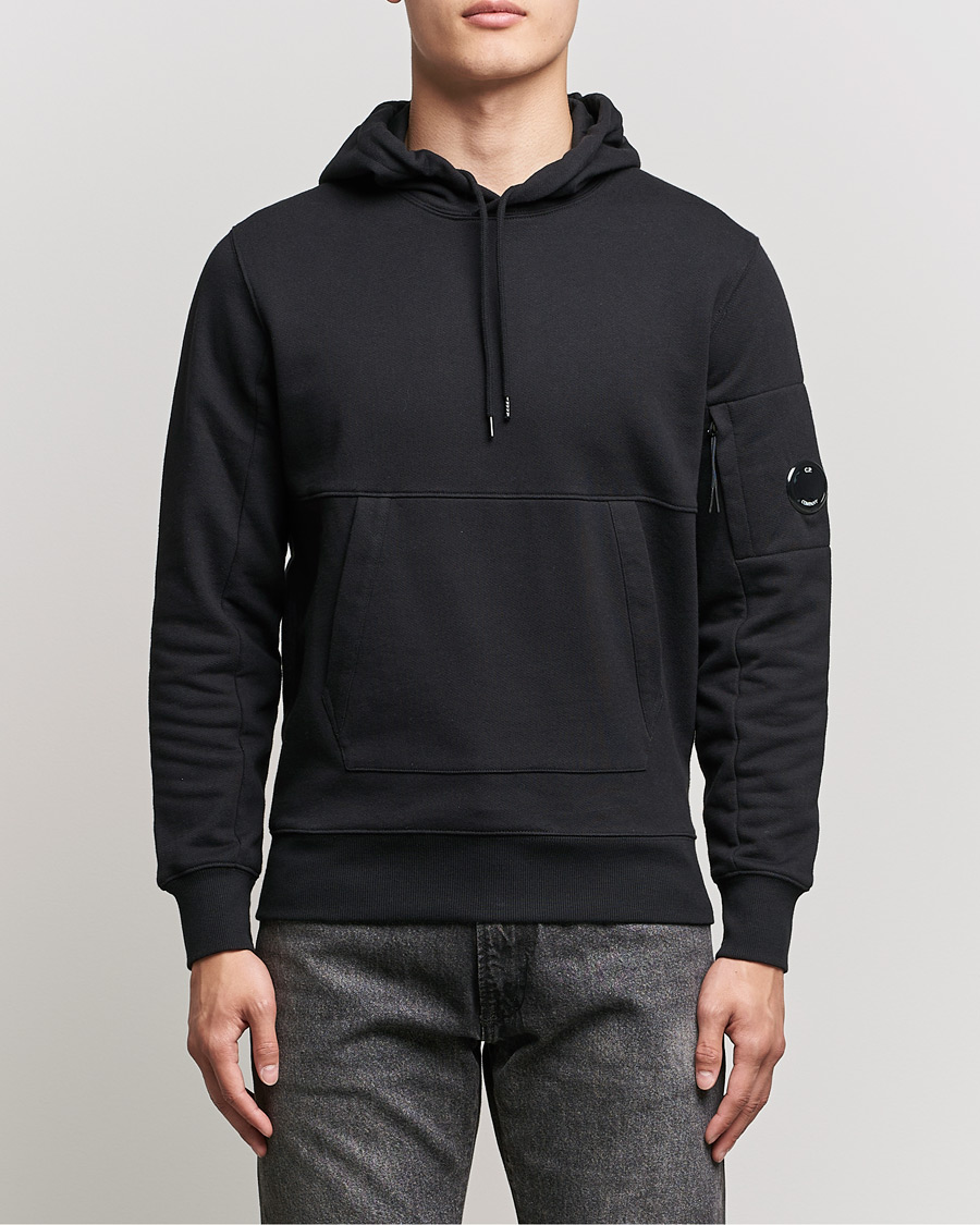 Heren | Truien | C.P. Company | Diagonal Raised Fleece Hooded Lens Sweatshirt Black