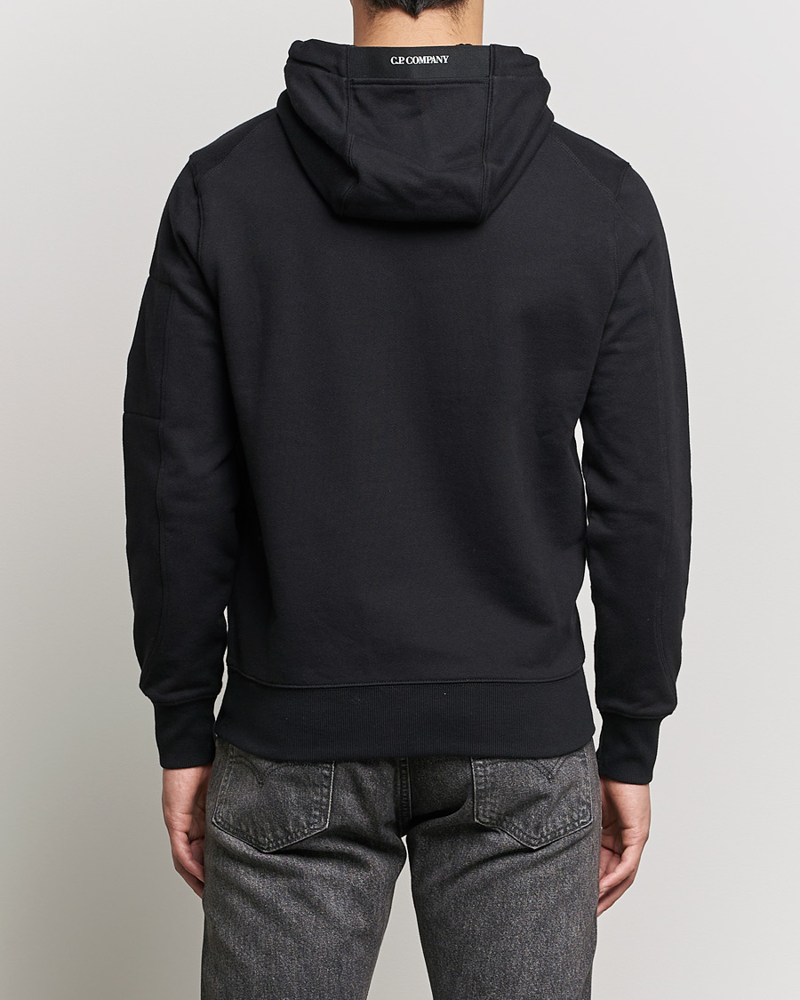 Heren | Truien | C.P. Company | Diagonal Raised Fleece Hooded Lens Sweatshirt Black