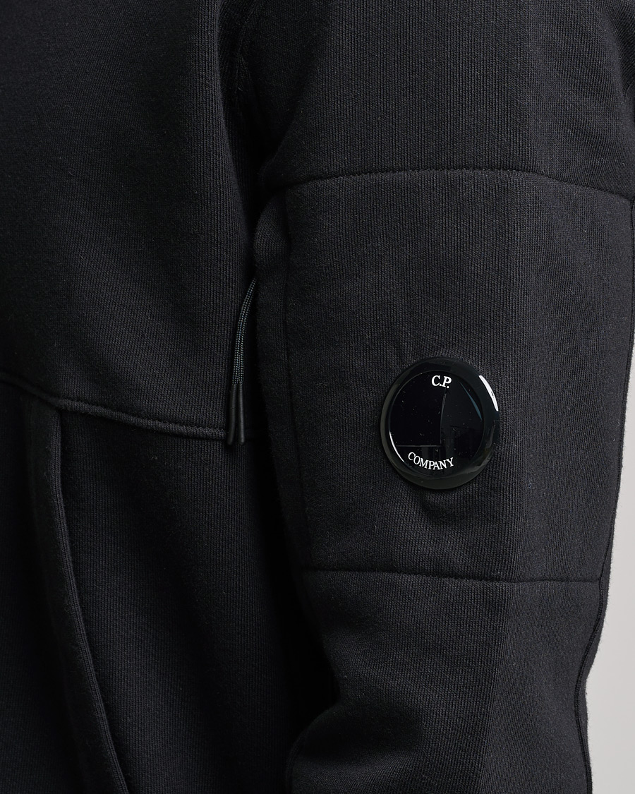 Heren | Truien | C.P. Company | Diagonal Raised Fleece Hooded Lens Sweatshirt Black