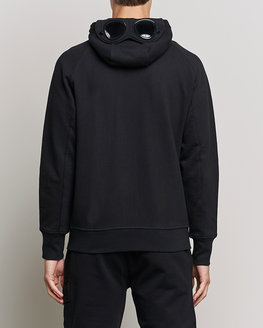Heren | Truien | C.P. Company | Diagonal Raised Fleece Full Zip Goggle Hoodie Black