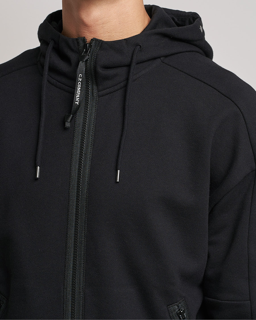 Heren | Truien | C.P. Company | Diagonal Raised Fleece Full Zip Goggle Hoodie Black