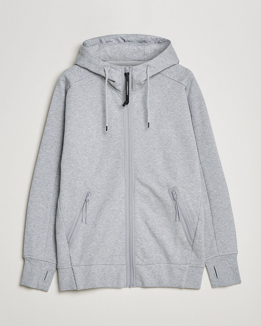 Heren | Truien | C.P. Company | Diagonal Raised Fleece Full Zip Goggle Hoodie Grey