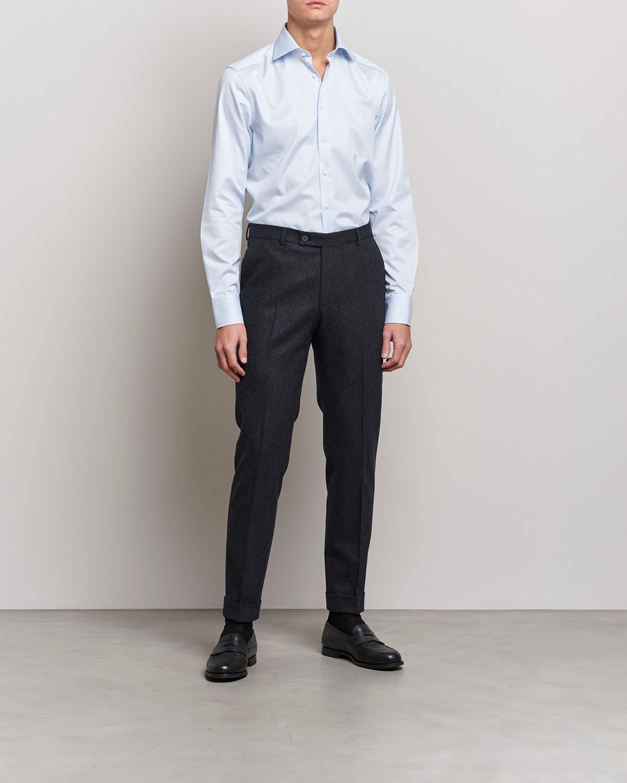 Heren | Formeel | Stenströms | Slimline Thin Stripe Shirt White/Blue