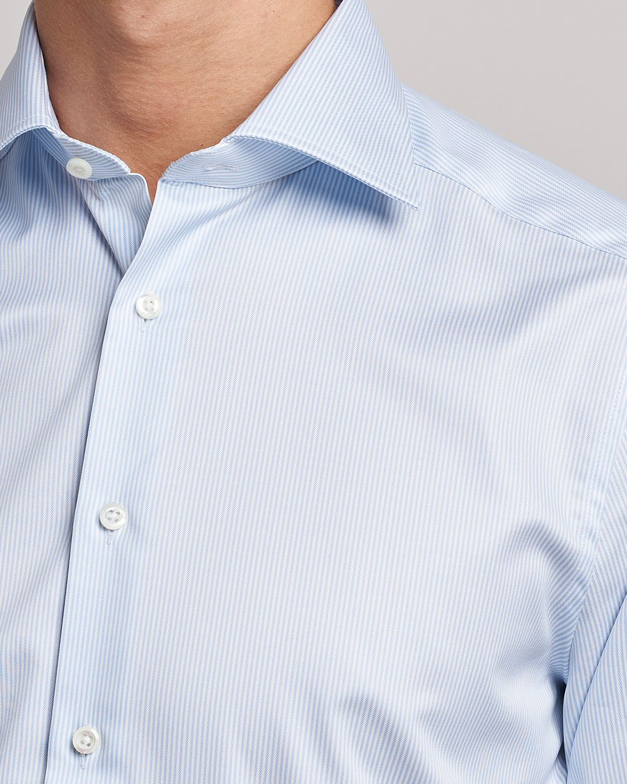 Heren | Overhemden | Stenströms | Slimline Thin Stripe Shirt White/Blue