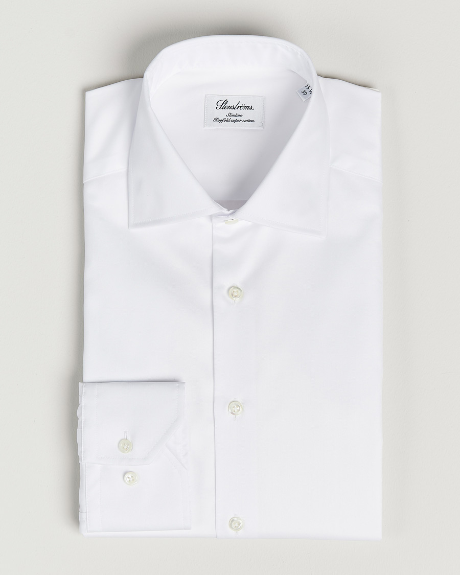 Heren | Overhemden | Stenströms | Slimline Cut Away Shirt White