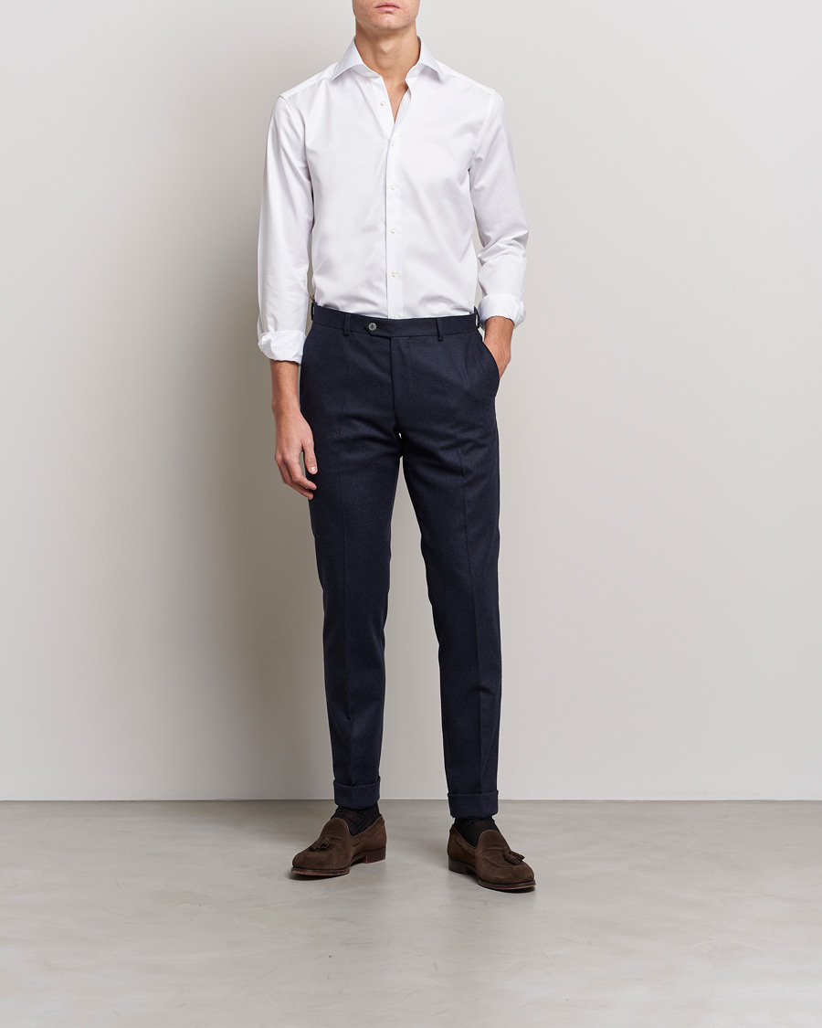Heren | Zakelijke overhemden | Stenströms | Slimline Cut Away Shirt White