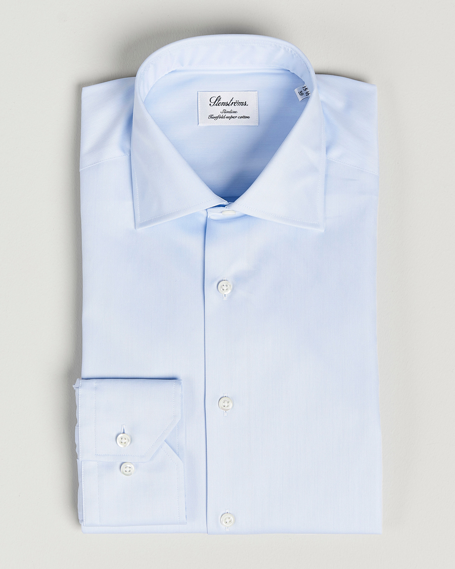 Heren | Overhemden | Stenströms | Slimline Cut Away Shirt Light Blue