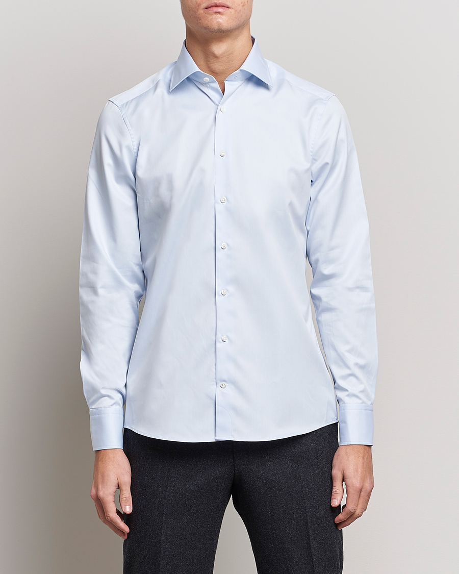 Heren | Overhemden | Stenströms | Slimline Cut Away Shirt Light Blue