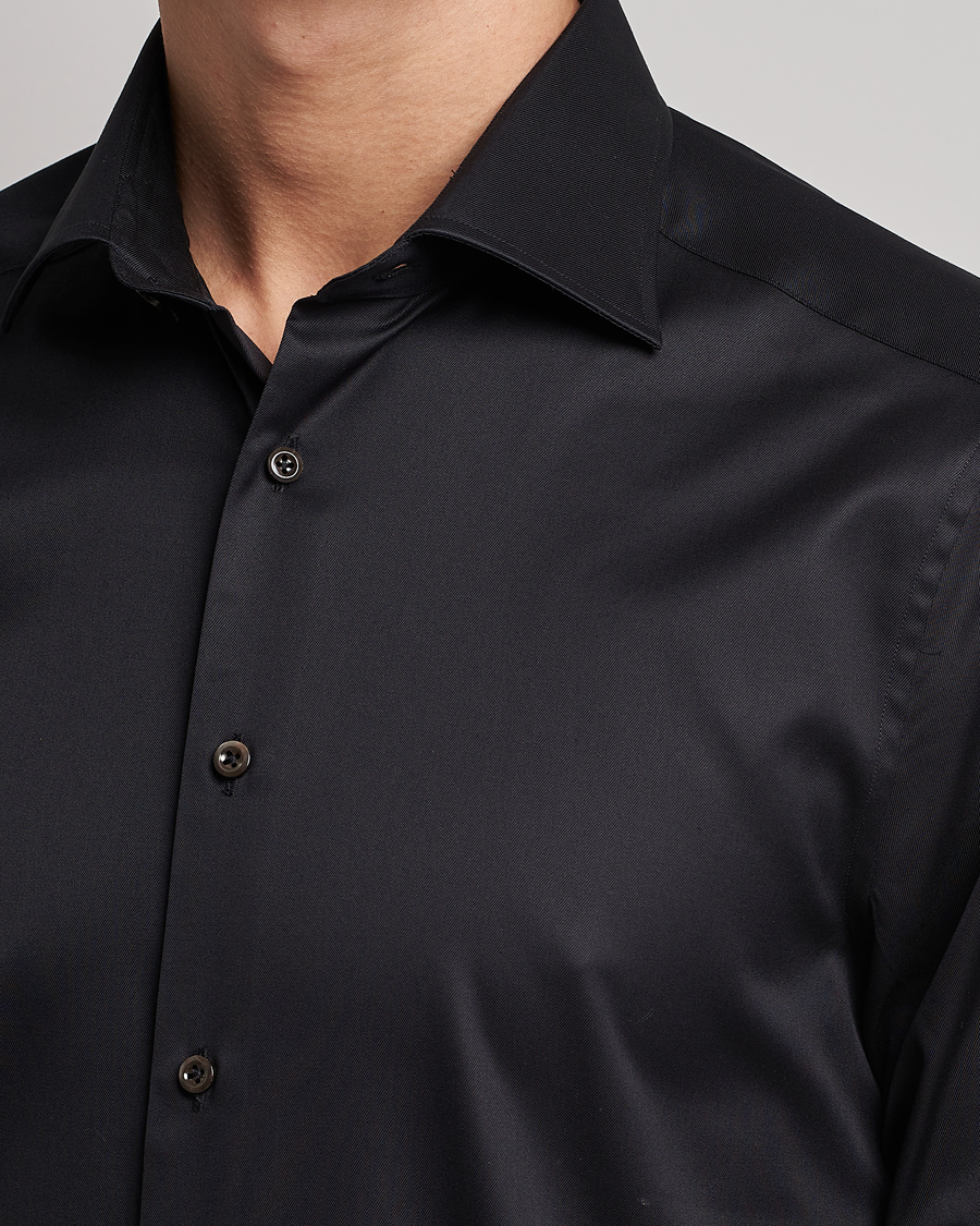 Heren | Overhemden | Stenströms | Slimline Cut Away Shirt Black