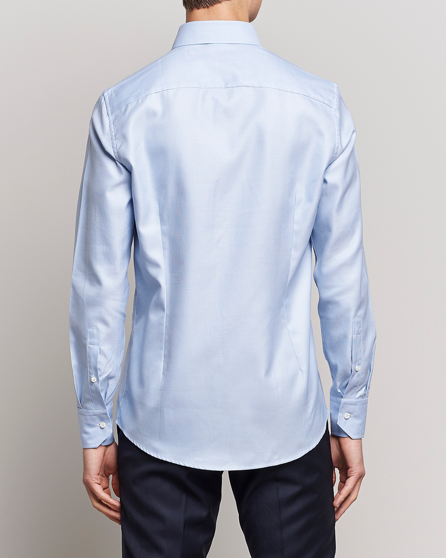 Heren | Overhemden | Stenströms | Slimline Houndstooth Shirt Light Blue