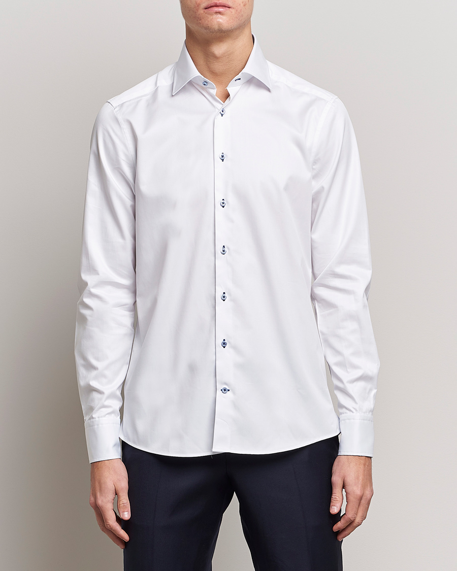 Heren | Overhemden | Stenströms | Slimline Contrast Cut Away Shirt White