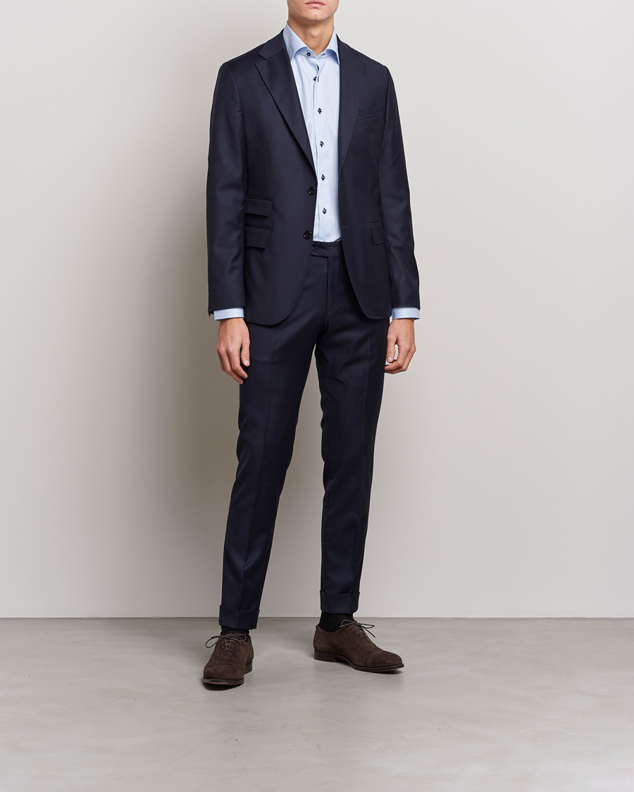 Heren | Overhemden | Stenströms | Slimline Striped Contrast Shirt Light Blue