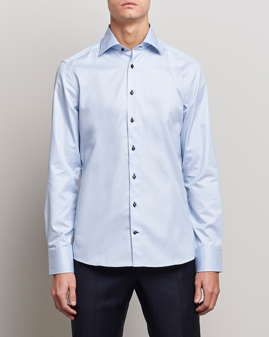 Heren | Overhemden | Stenströms | Slimline Striped Contrast Shirt Light Blue