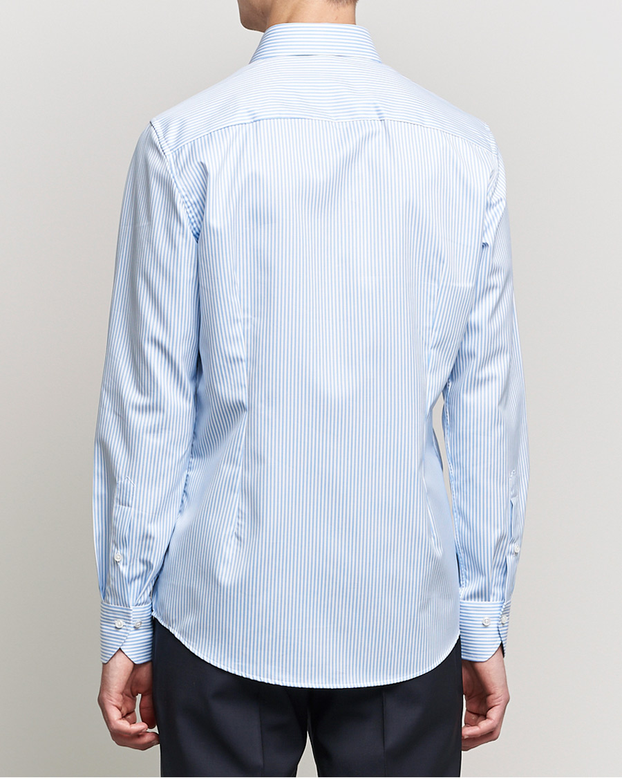 Heren | Overhemden | Stenströms | Slimline Stripe Cut Away Shirt Light Blue