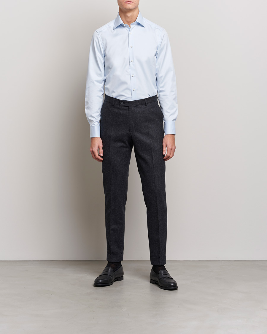 Heren | Overhemden | Stenströms | Slimline Double Cuff Light Blue