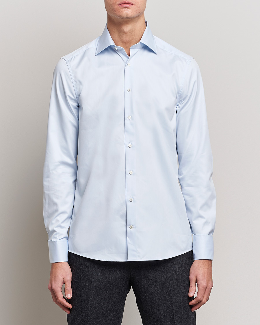 Heren | Overhemden | Stenströms | Slimline Double Cuff Light Blue