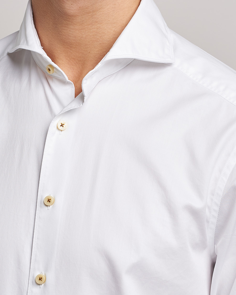 Heren | Overhemden | Stenströms | Slimline Washed Cotton Shirt White