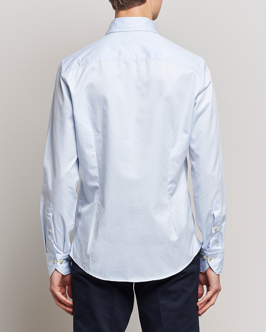 Heren | Overhemden | Stenströms | Slimline Washed Cotton Shirt Light Blue