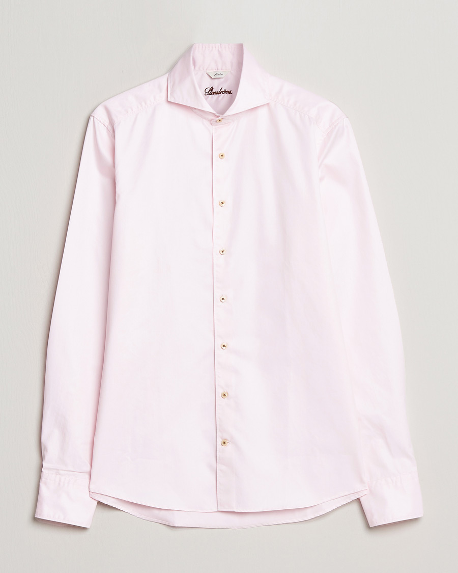 Heren | Overhemden | Stenströms | Slimline Washed Cotton Shirt Pink