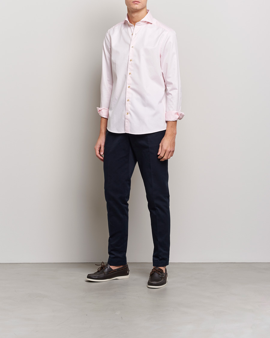 Heren | Overhemden | Stenströms | Slimline Washed Cotton Shirt Pink