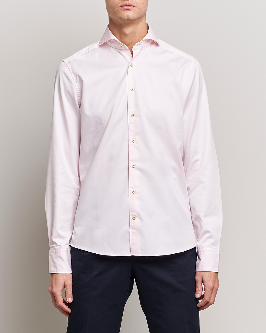Heren | Overhemden | Stenströms | Slimline Washed Cotton Shirt Pink