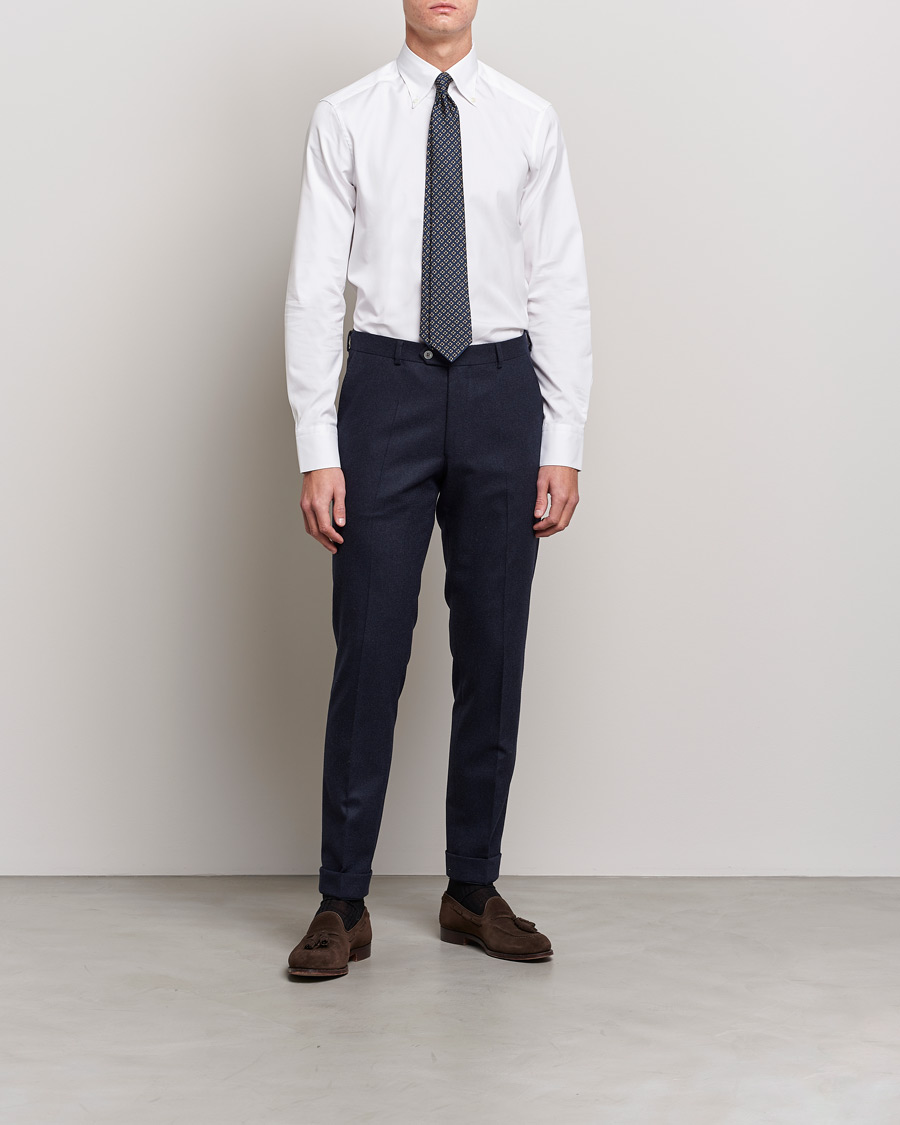 Heren | Zakelijke overhemden | Stenströms | Slimline Pinpoint Oxford Button Down Shirt White
