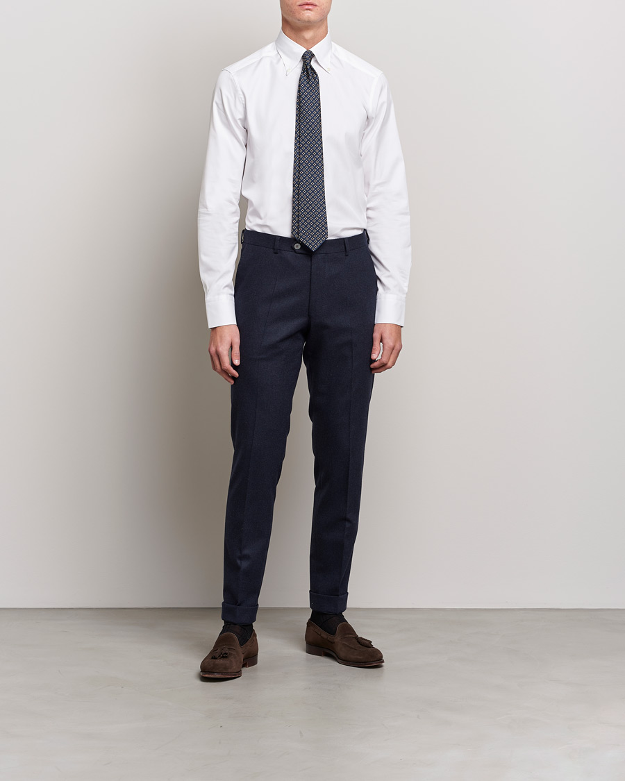 Heren | Overhemden | Stenströms | Slimline Pinpoint Oxford Button Down Shirt White