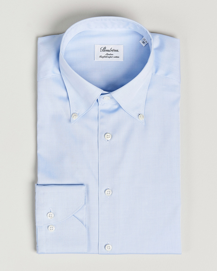 Heren |  | Stenströms | Slimline Pinpoint Oxford Button Down Shirt Light Blue