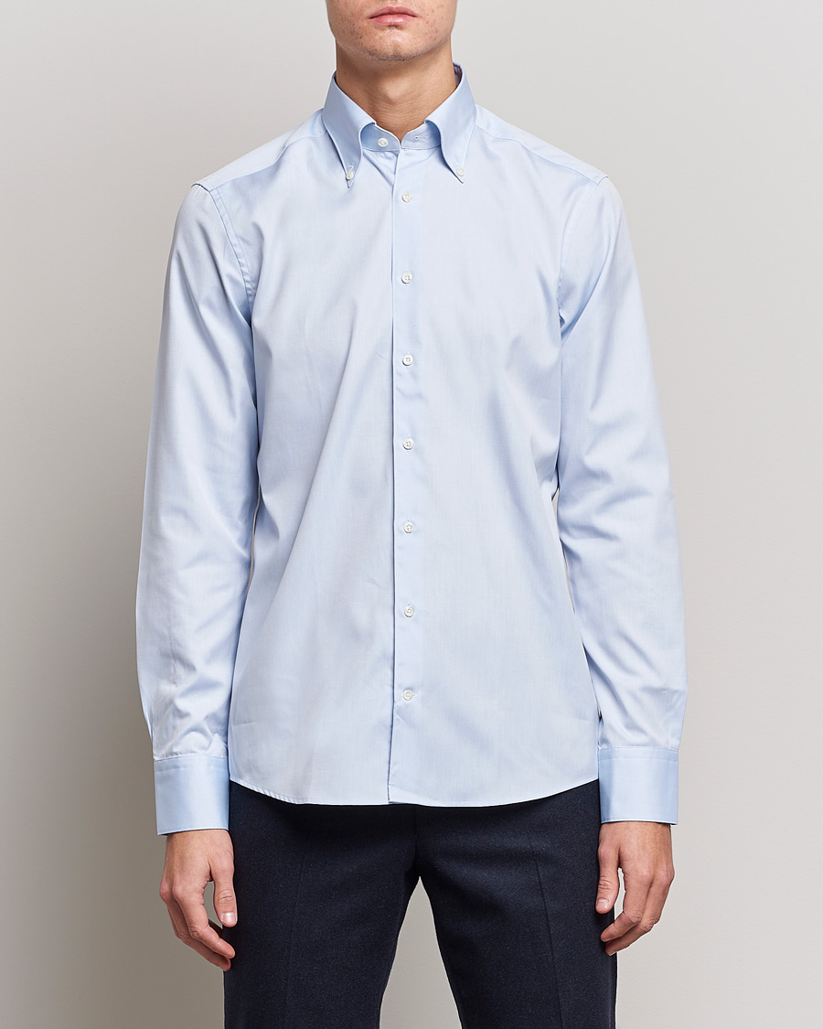 Heren |  | Stenströms | Slimline Pinpoint Oxford Button Down Shirt Light Blue