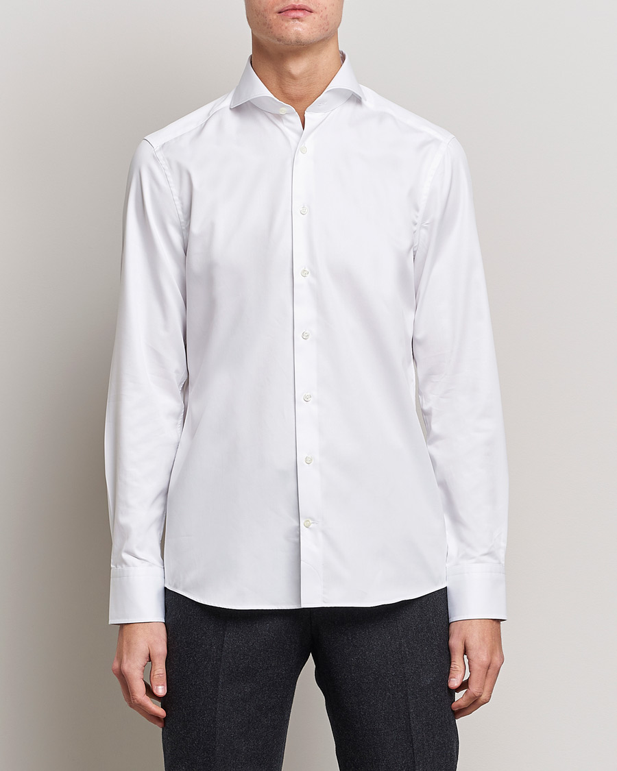 Heren | Overhemden | Stenströms | Slimline Extreme Cut Away Shirt White