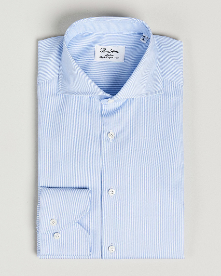 Heren |  | Stenströms | Slimline Micro Stripe Cut Away Shirt Blue