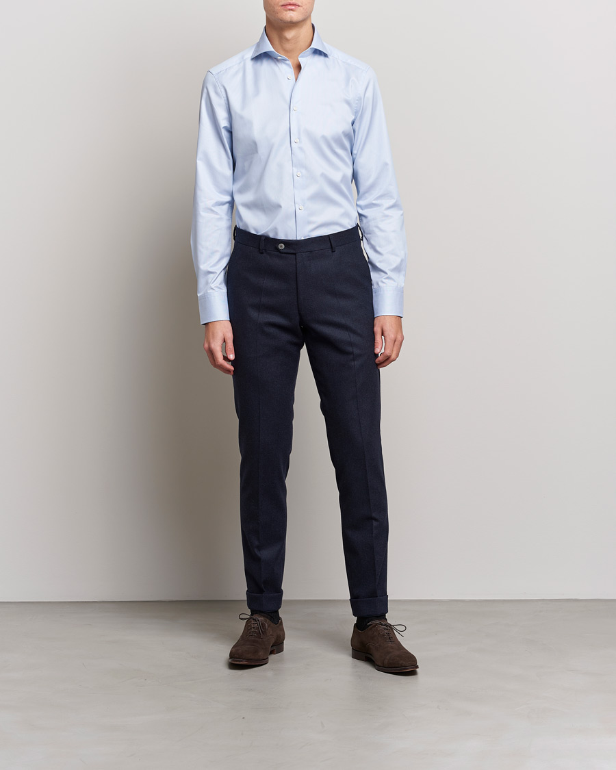 Heren |  | Stenströms | Slimline Micro Stripe Cut Away Shirt Blue