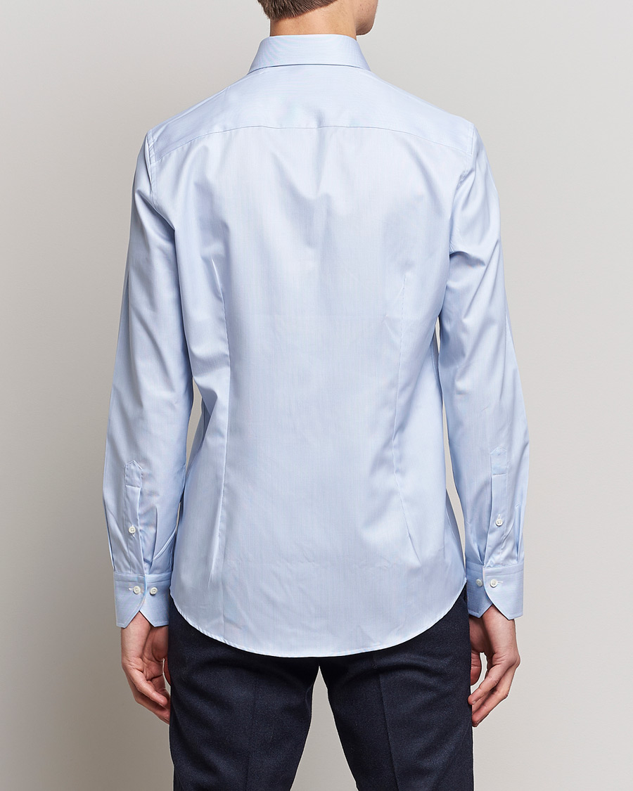 Heren | Overhemden | Stenströms | Slimline Micro Stripe Cut Away Shirt Blue