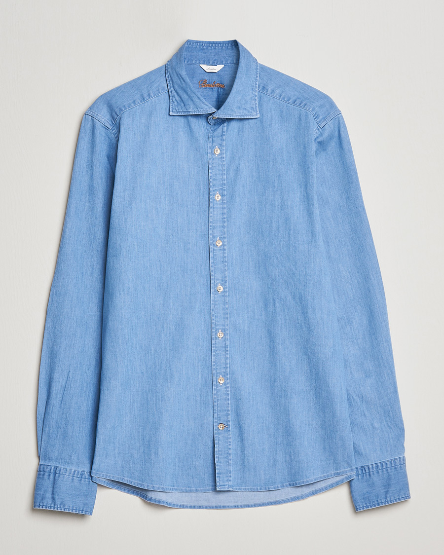 Heren | Overhemden | Stenströms | Slimline Garment Washed Shirt Light Denim