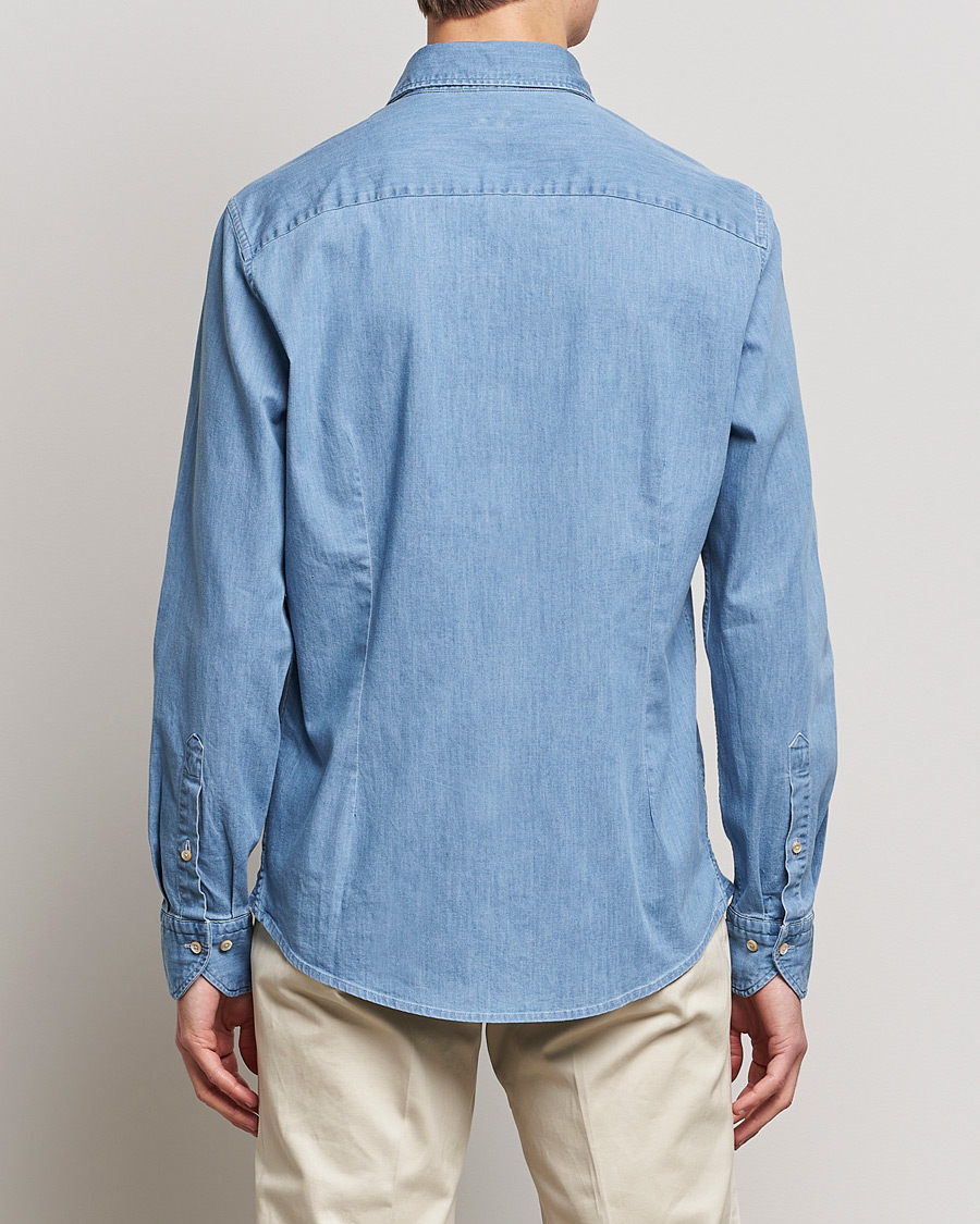 Heren | Overhemden | Stenströms | Slimline Garment Washed Shirt Light Denim