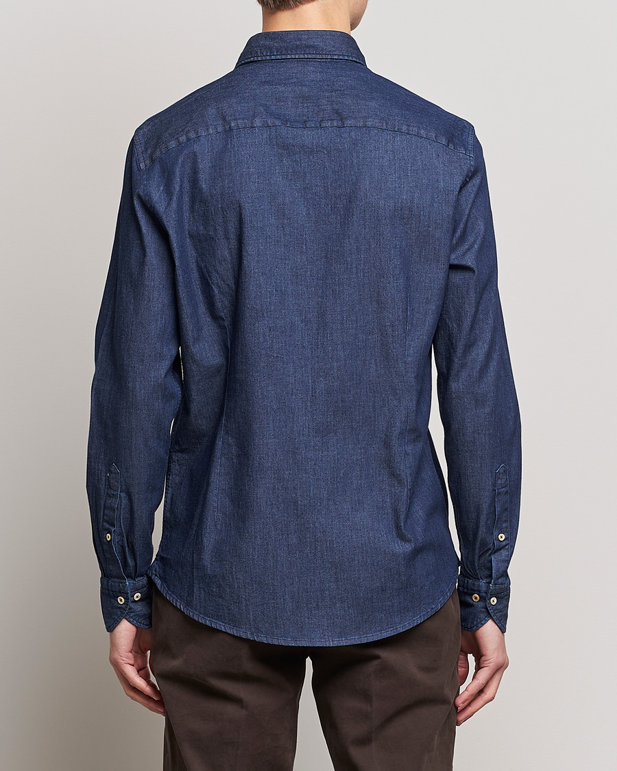 Heren | Overhemden | Stenströms | Slimline Garment Washed Shirt Dark Denim
